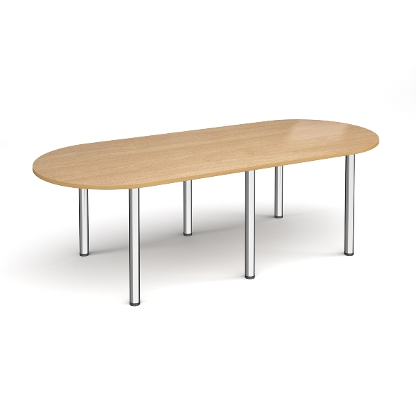 Radial End Meeting Table with Chrome Legs 6 People - Oak