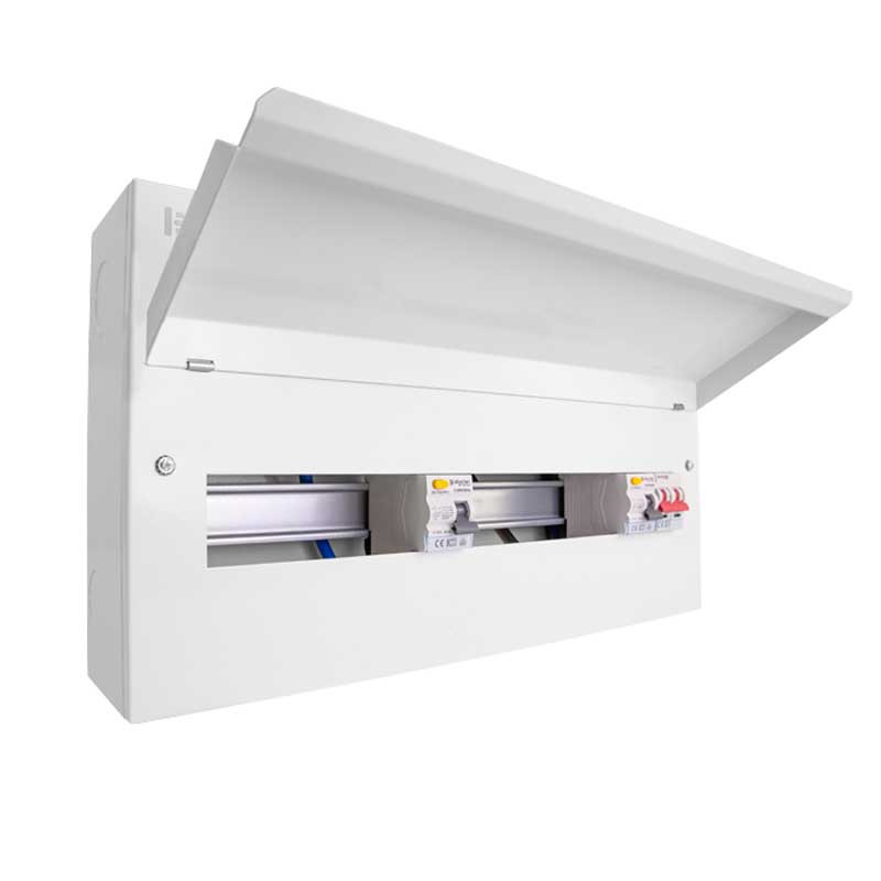 Click Elucian 22 Way High Integrity Metal Consumer Unit with 100A Mains Switch + 2 x 80A 30mA RCD (16 Useable Ways)