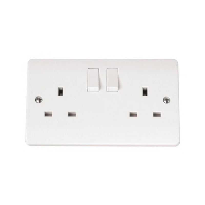 Click DP Switched Socket 13A 2 Gang White PVC