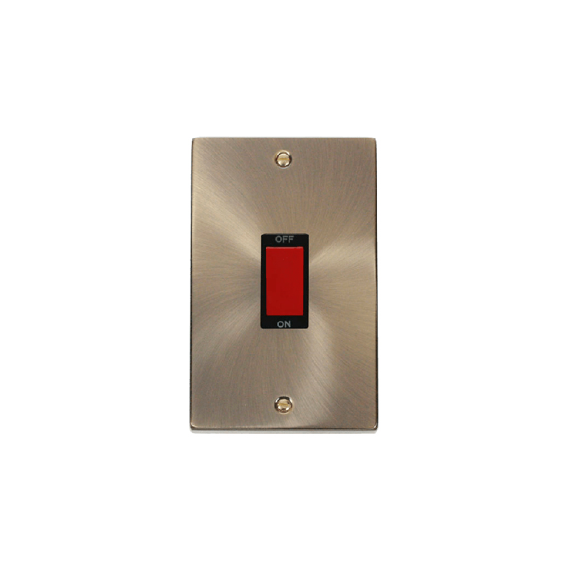 Click Deco 2 Gang 45A DP Switch Antique Brass Insert Black