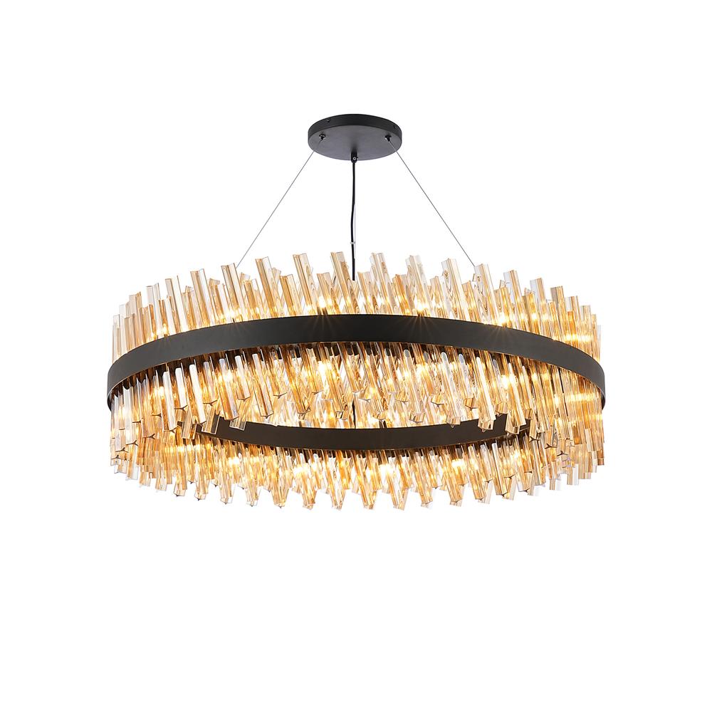 Luxuria Sylph 1m 32 Light G9 Pendant Round Satin Black / Amber