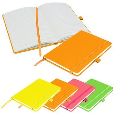 DEBOSSED NOTES LONDON - NEON FLUORESCENT A5 PREMIUM NOTE BOOK in Neon Fluorescent Orange.