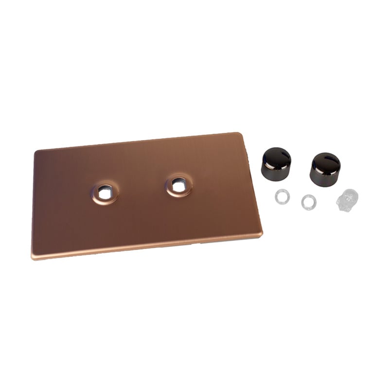 Varilight Urban 2G Twin Plate Matrix Faceplate Kit Brushed Copper for Rotary Dimmer Varilight Screw Less Plate