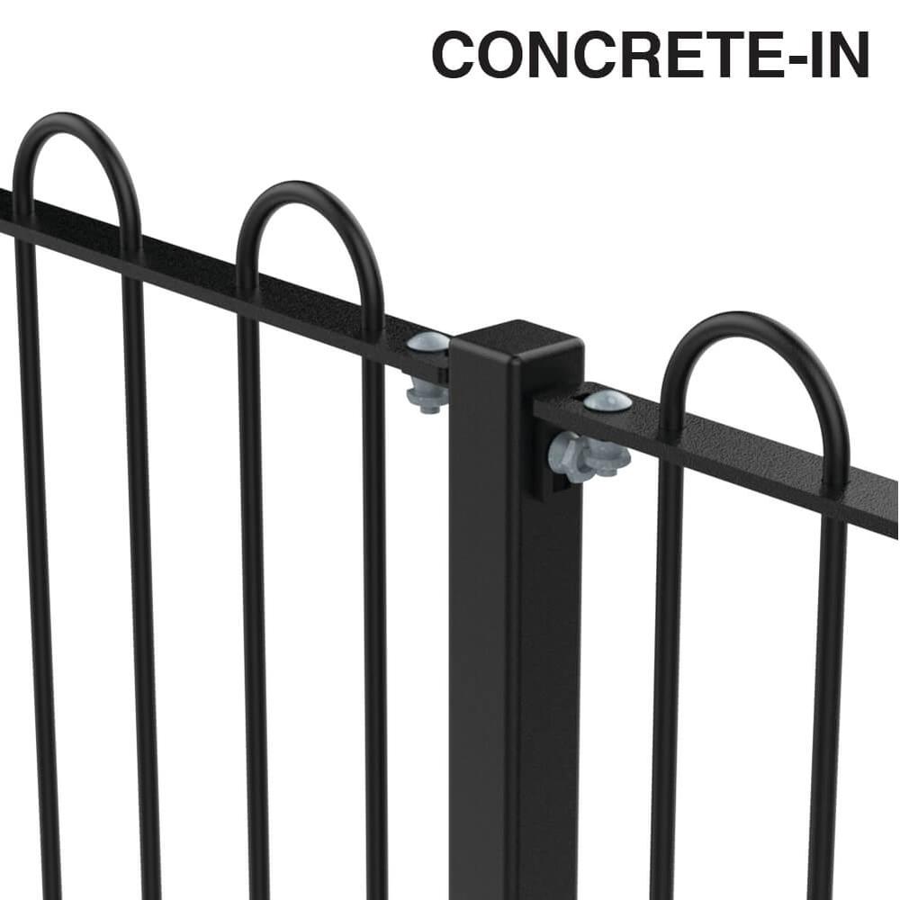 ROSPA Bowtop Concrete In Fence1000mm x 12mm Bar-PPC Black - Per Metre