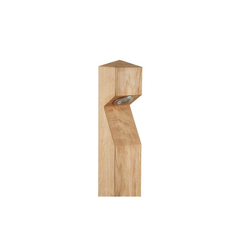 Collingwood Low Voltage Pointed Top LED Bollard Side Entry Oak Wood 3000K