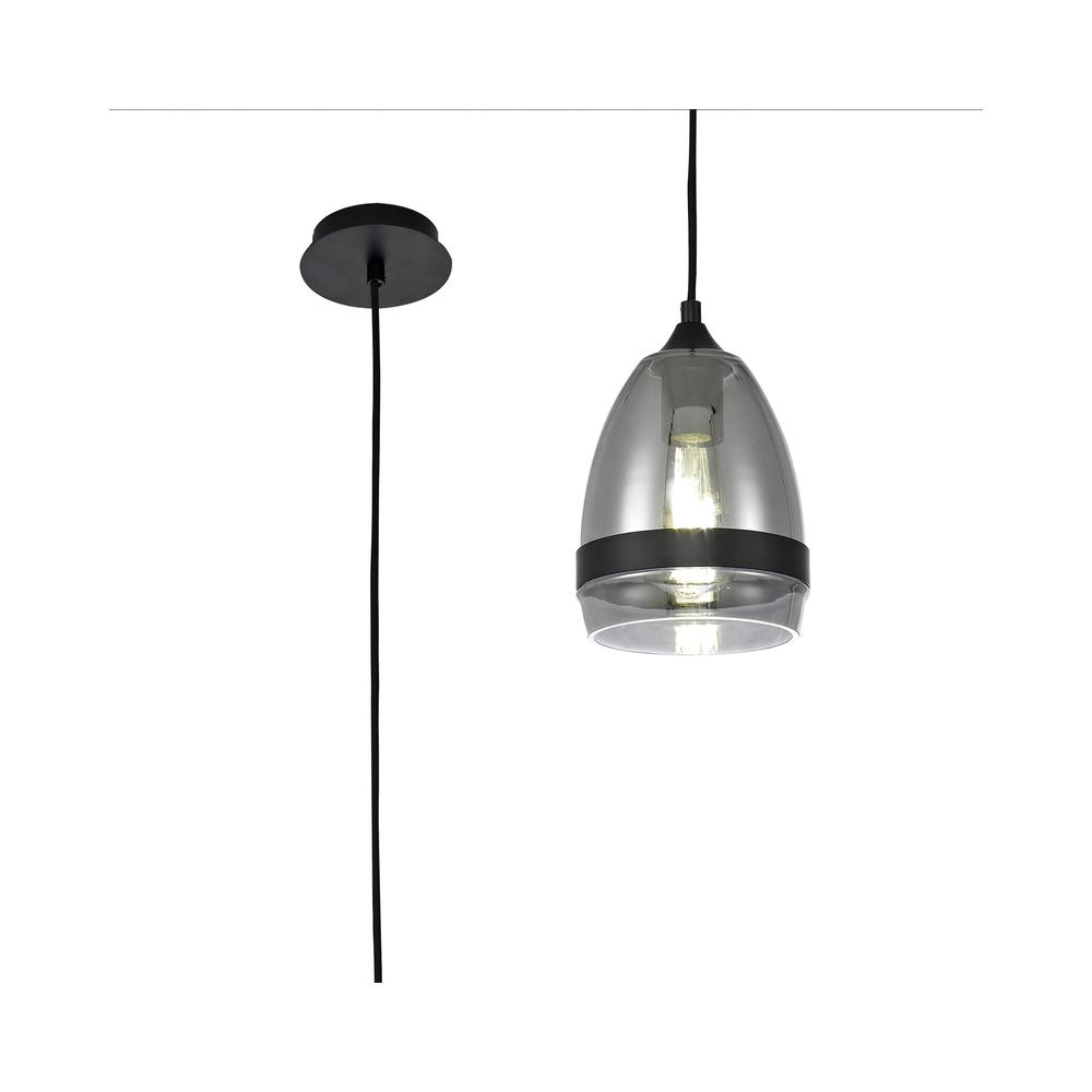 Luxuria Velora Pendant 15cm Cone E27 (Max 20W) Matt Black & Smoke Plated