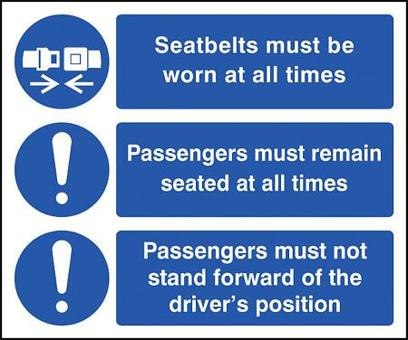 Wearing of seatbelts c/w symbols