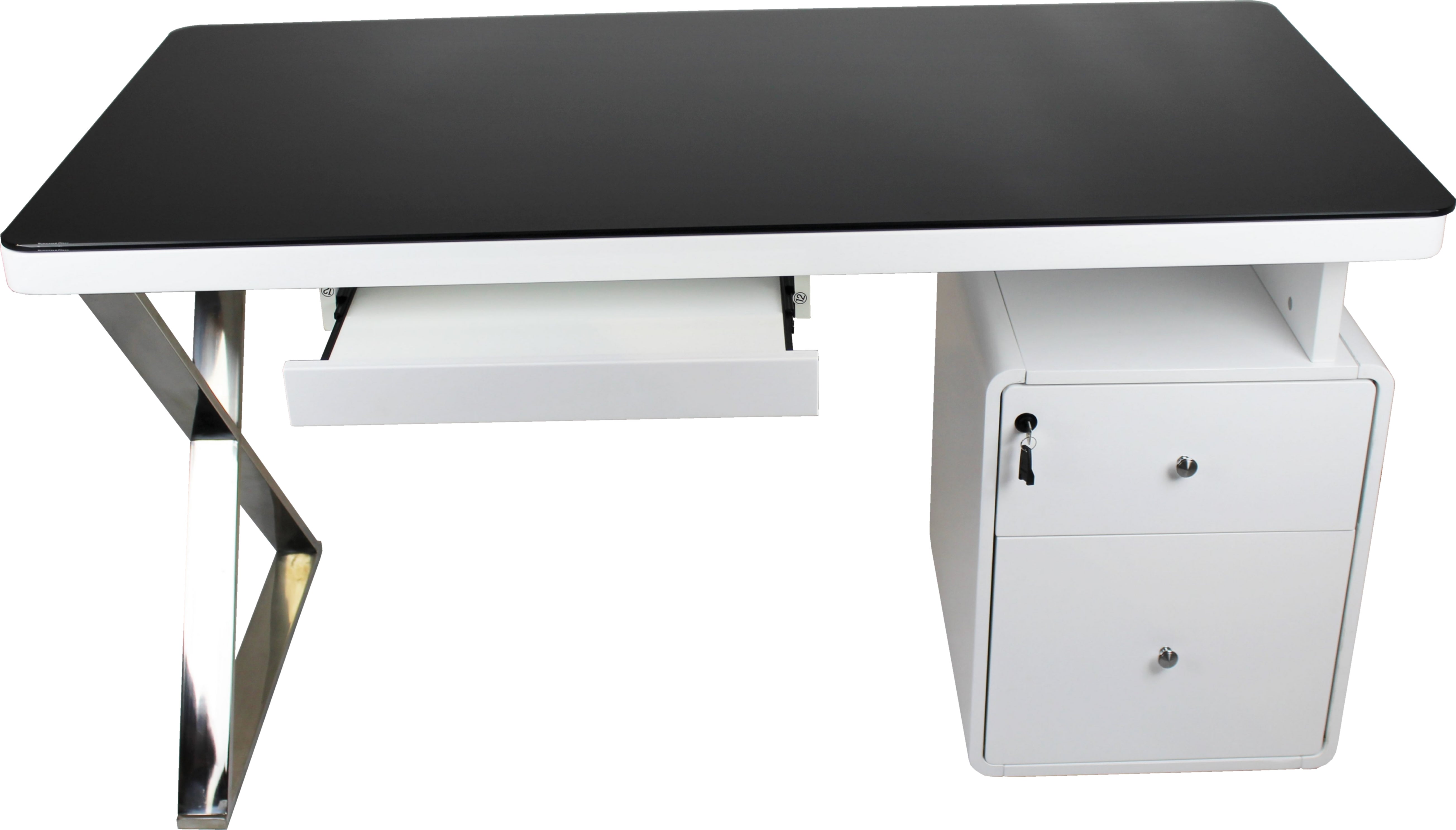 Providers Of Contemporary Home Office Desk in Gloss White with Glass Top - MT702