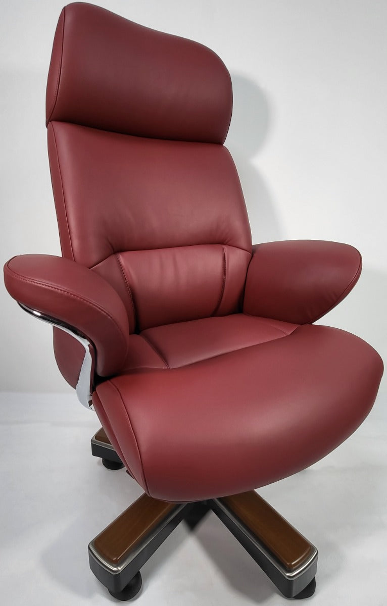 Large Luxury Executive Office Chair with Genuine Burgundy Leather -  YS1605A UK