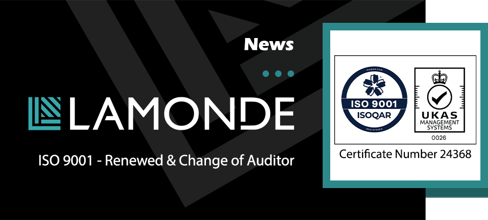 ISO 9001 &ndash; Renewed &amp; Change of Auditor