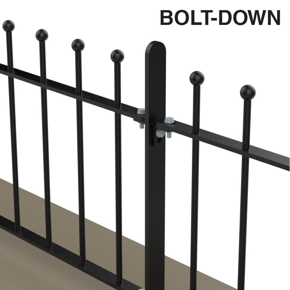 500mm Sphere Top  Bolt Down Fence p/mWith 12mm Bars - Black Powder Coated