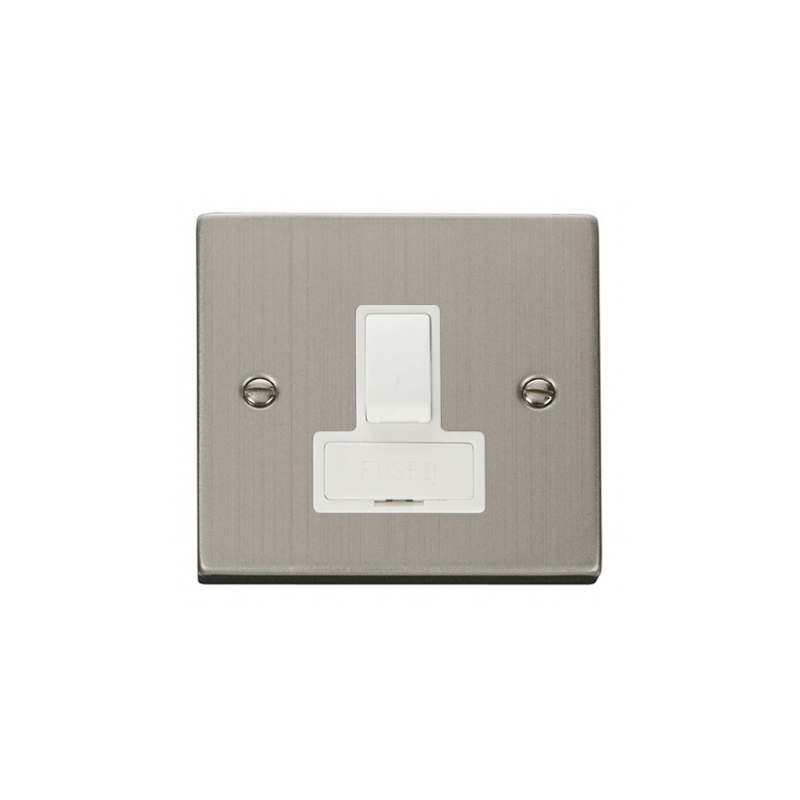 Click Deco 13A DP Switched Fused Connection Unit Stainless Steel Insert White