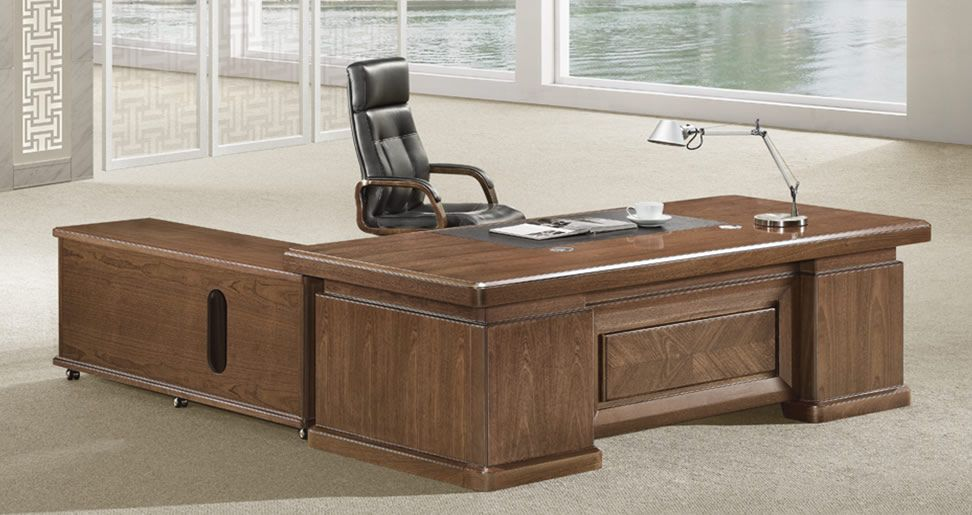 Providers Of Large Executive Office Desk Real Wood Veneer with Pedestal and Return - K3Y221 UK