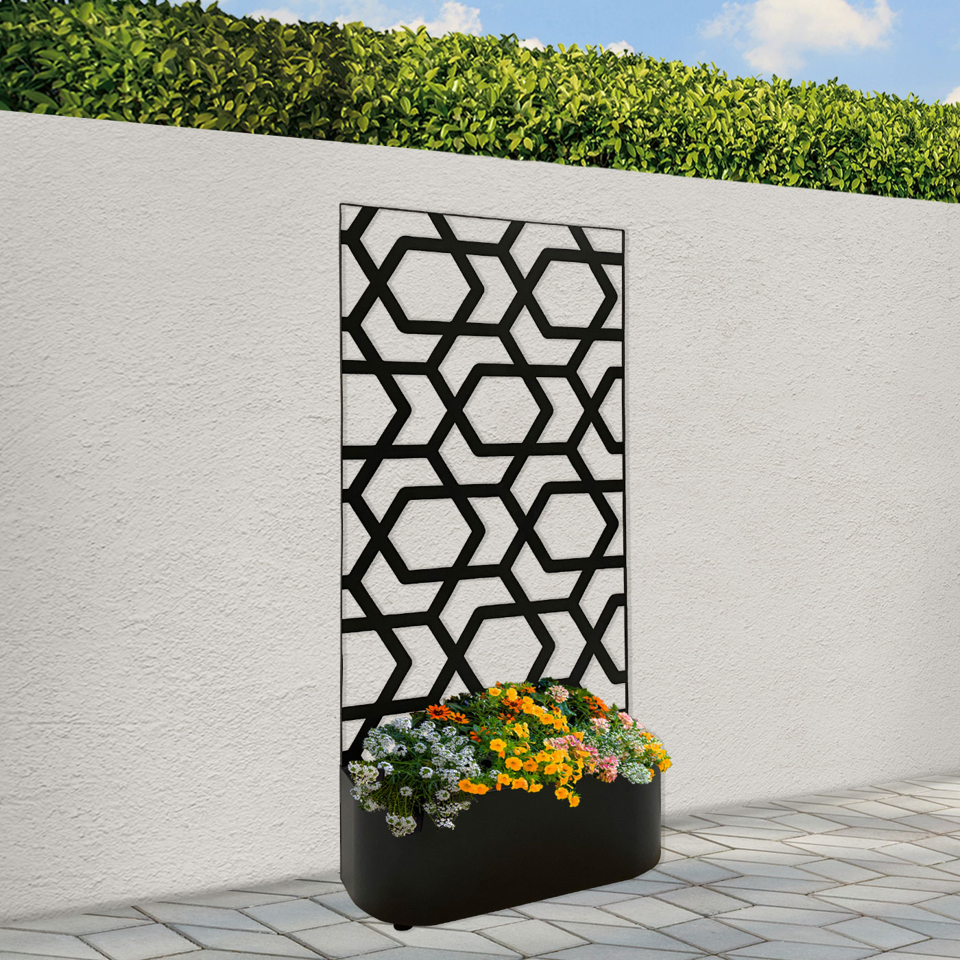 'Hive' Garden Screen with Rounded Planter 