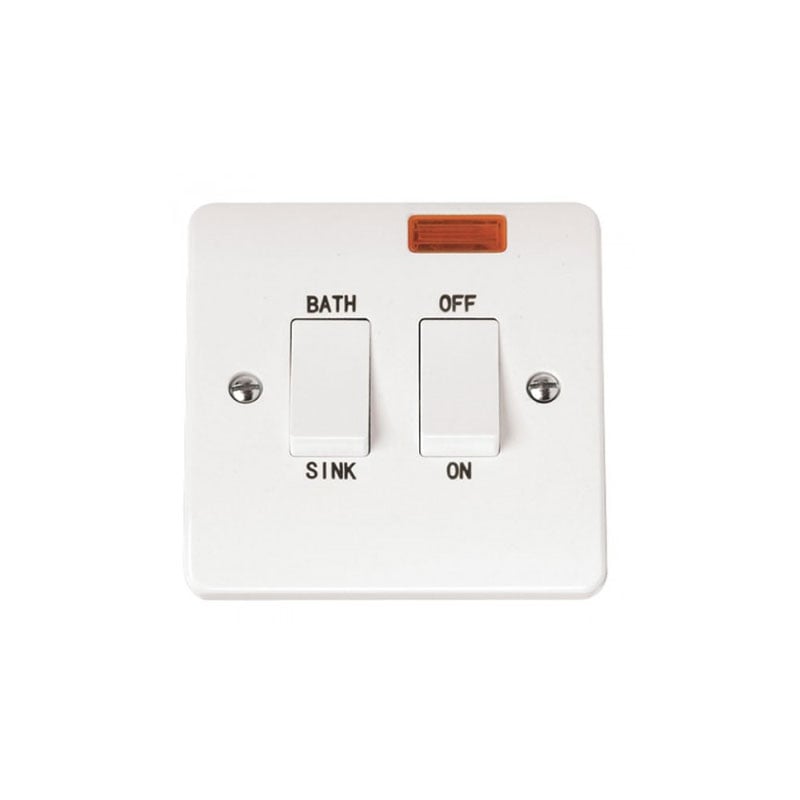 Click Sink Bath Switch 20 Amp White PVC