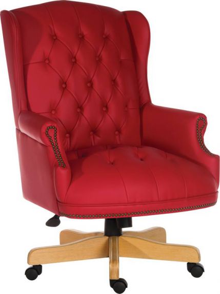 Traditional Chesterfield Red Leather Executive Chair - CHAIRMAN-ROUGE