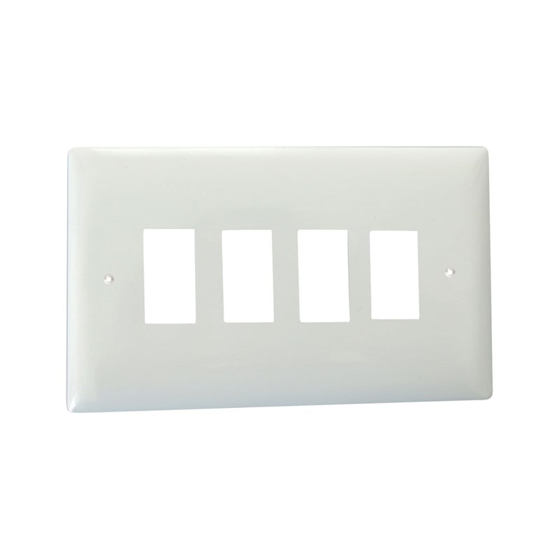 Varilight Power Grid Double Plate 4 Gang Plate Polar White Including Yoke