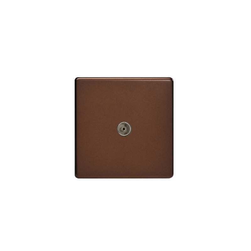 Varilight Screw Less Flat Plate Co-axial TV Socket Mocha