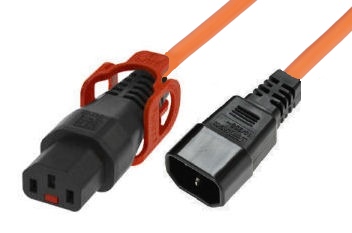 PEX-IECLP-OR-04 IEC Lock Plus 4Mtr Power Extension C13-C14 Colour Orange with Easy Release System IEC Locking C13 ( PC1523 ) IEC Lock &#43; 