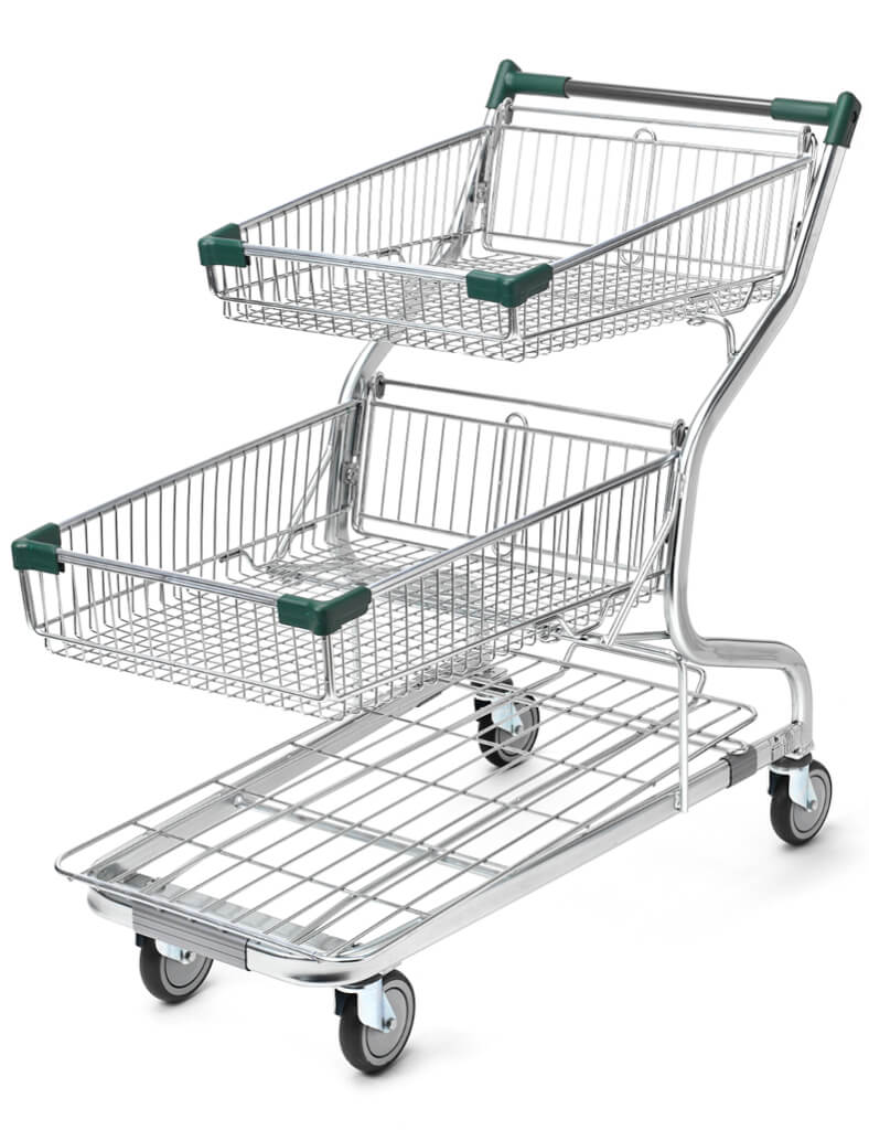 Double Basket Trolley for Family Supermarket