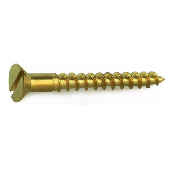 12 x 1 1/2 Brass Slot Countersunk Wood Screws