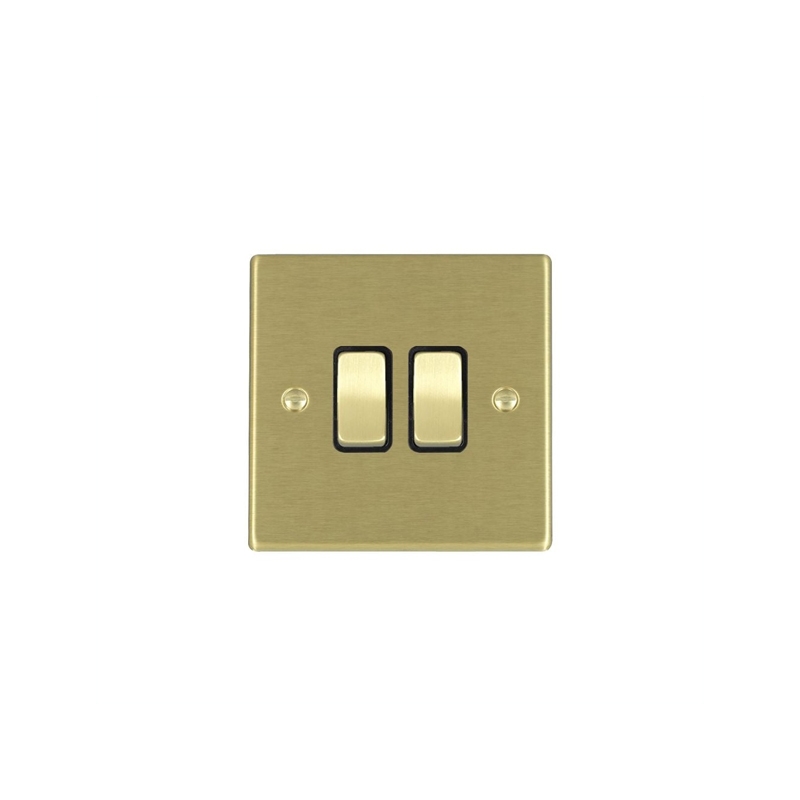 Hamilton Hartland 2 Gang Intermediate Rocker Switches Satin Brass/Black Insert