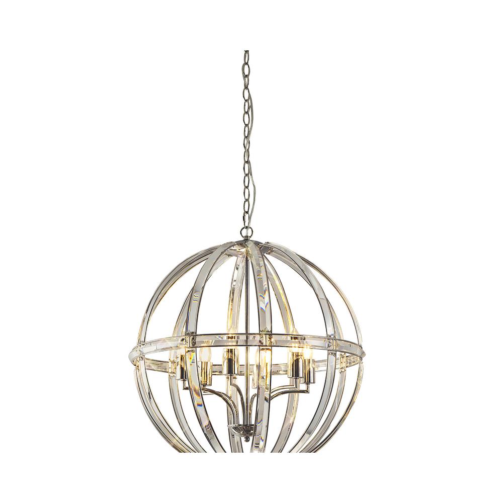 Luxuria Majorelle 62cm Large Round Pendant 6 Light E27 Polished Nickel