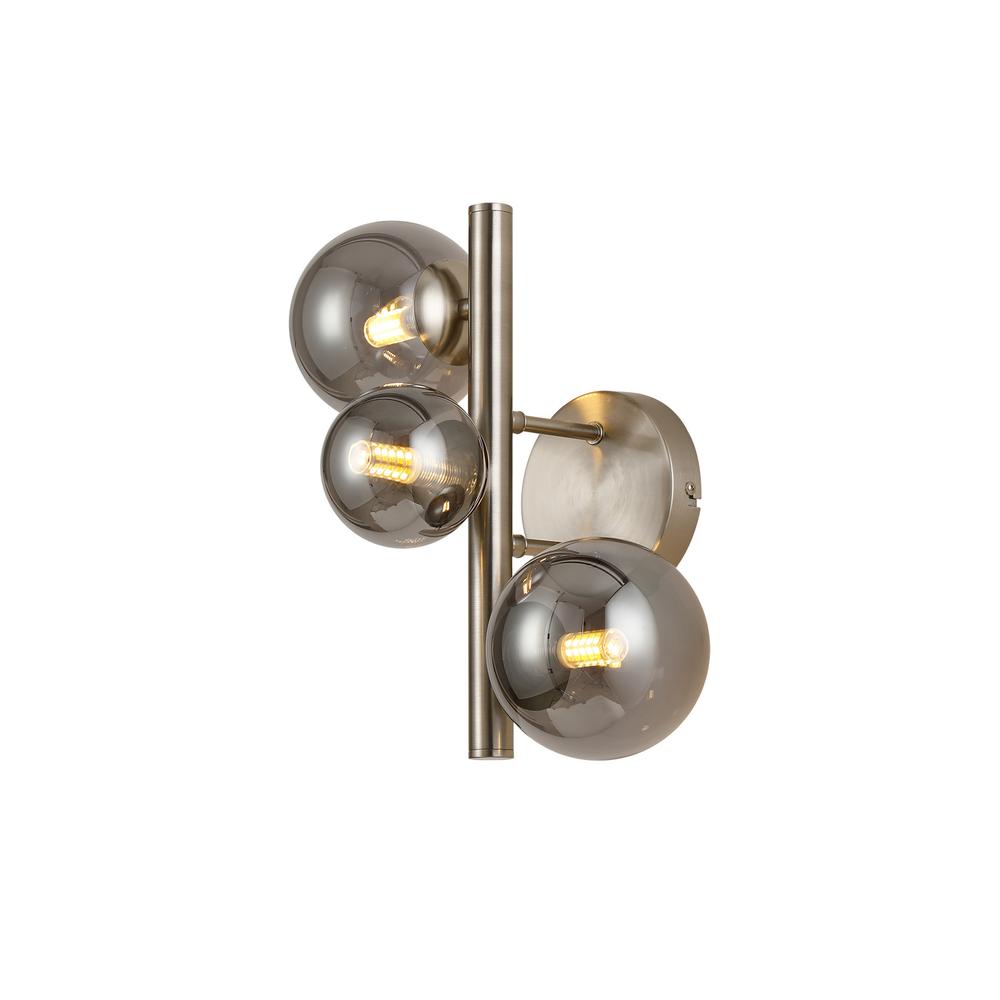 Luxuria Thorne Wall Light 3xG9 Satin Nickel Smoke Plated Glass