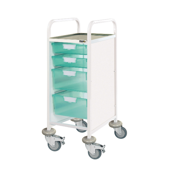 Vista 30 Clinical Trolley 2 Shallow and 2 Deep Trays - Clear