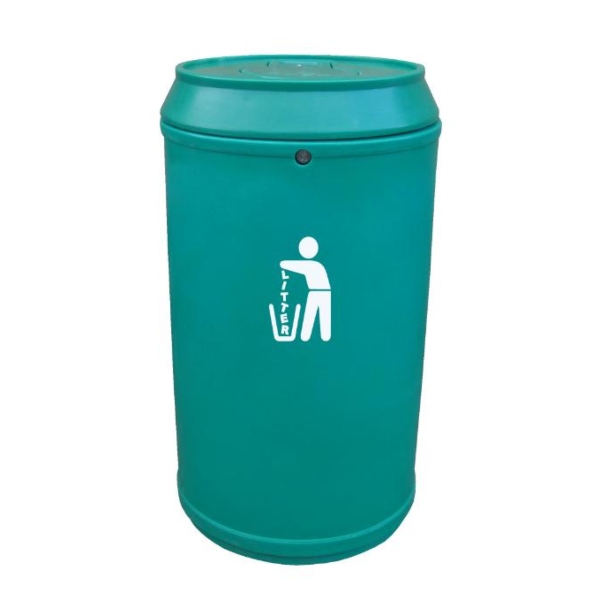 Drinks Can Litter Bin with Push Top - Light Green