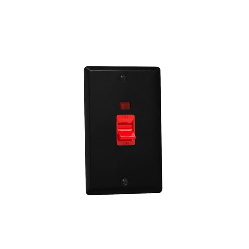 Varilight Urban 45A Cooker Red Rocker Switch with Neon Matt Black (Standard Plate)
