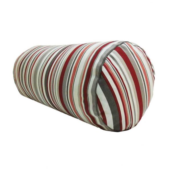 Cherry Red Goa Stripe Bolster 8&#34; x 17&#34; Cylinder Shape.