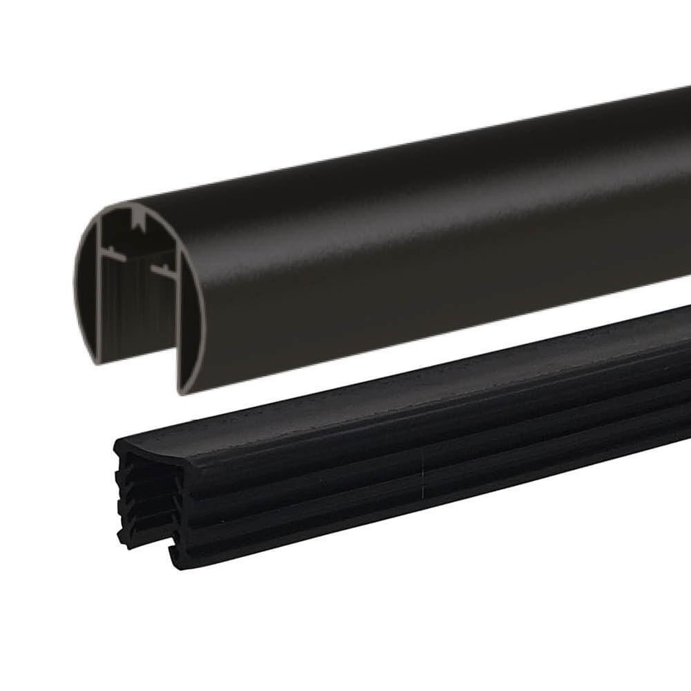 Black  707 Round Top Rail - to Suit 19mmMetre Rate - Aluminium