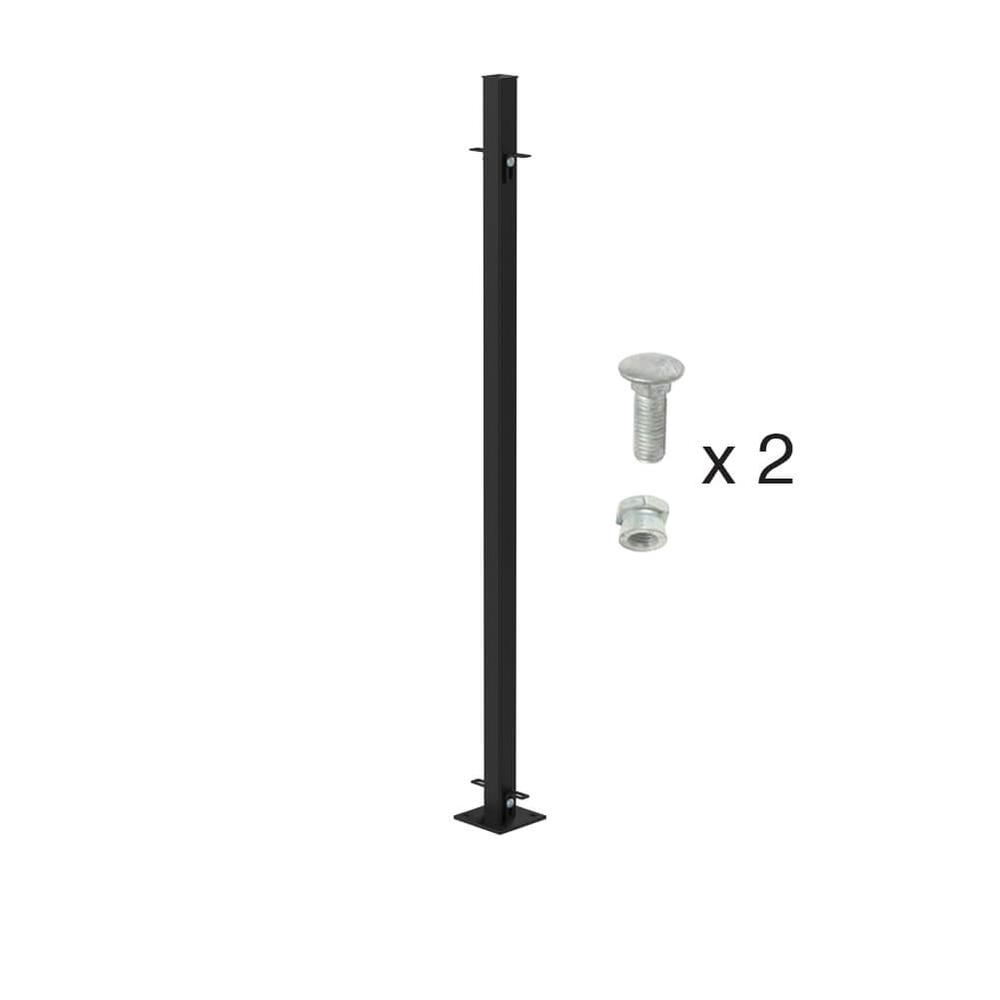 1500mm High Bolt Down Mid Post - 60x60mmBlack - Includes Cleats + Fittings