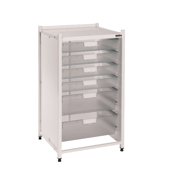 Low Level Storage System with 4 Shallow and 2 Deep Trays - Blue