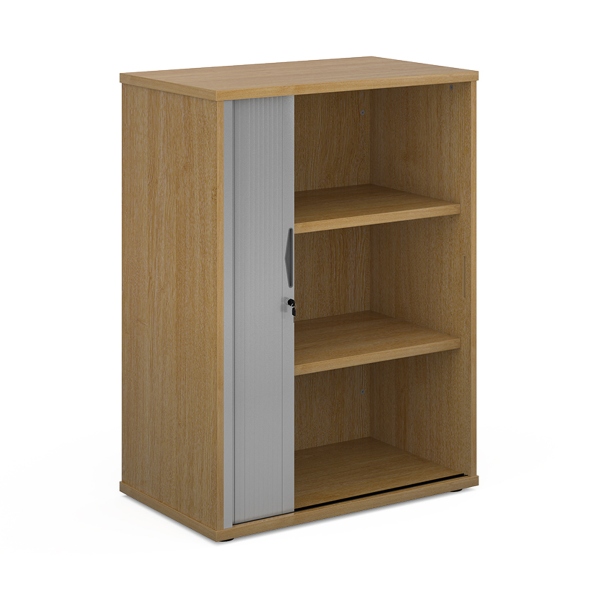 Universal Tambour Cupboard with 2 Shelves - Oak