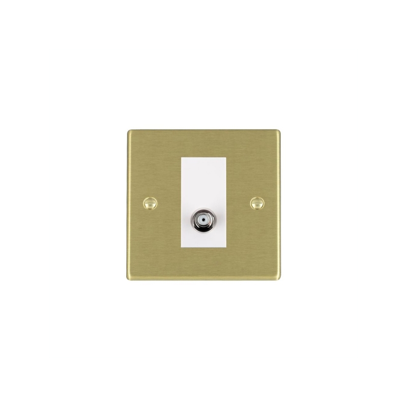 Hamilton Hartland 1 Gang Non Isolated Satellite Outlet Satin Brass/White Insert