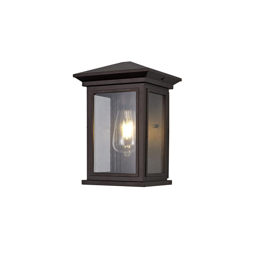 Luxuria Nyx Flush Wall Light E27 IP54 Antique Bronze/Clear Seeded Glass