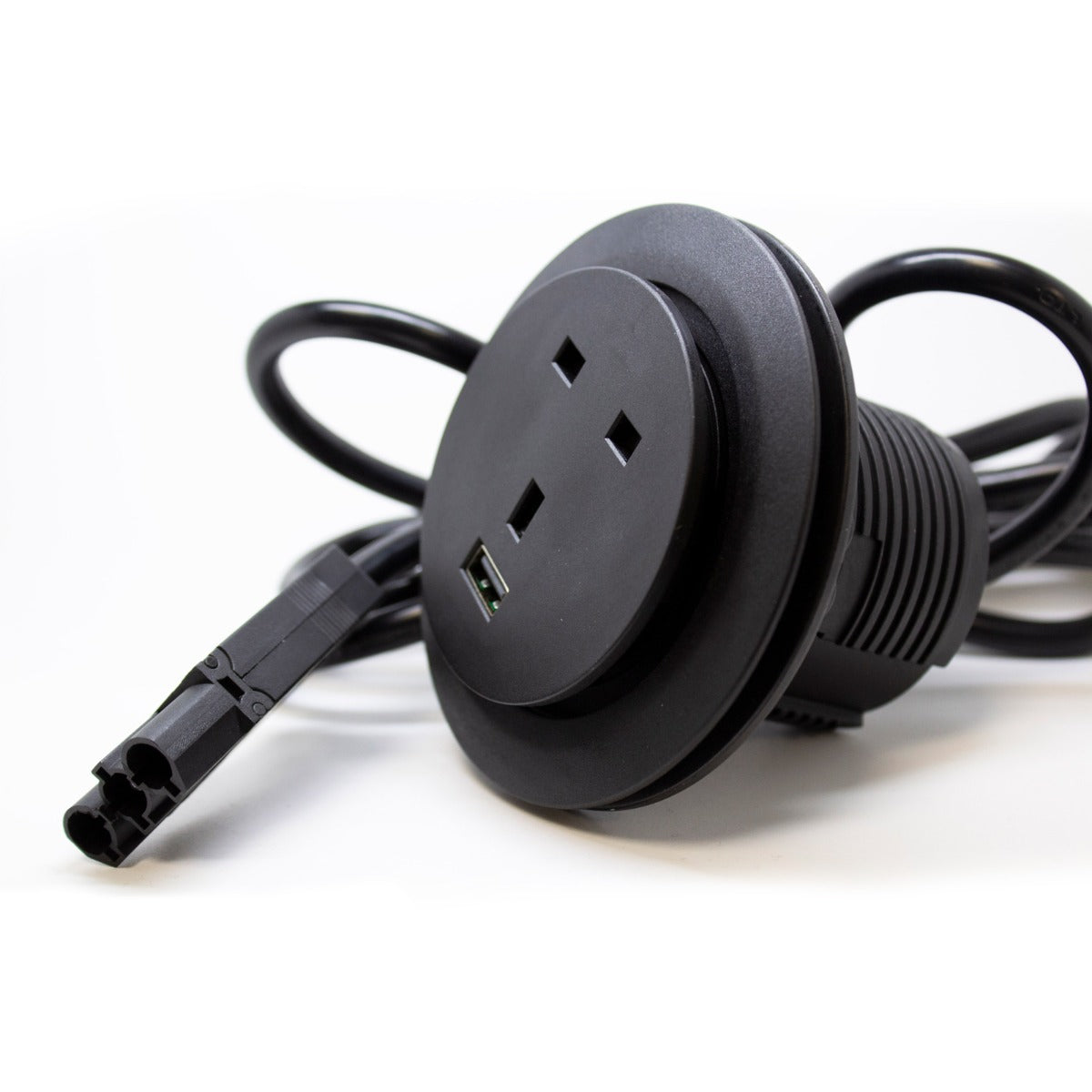 Providers Of Ion Cable Hole Grommet Desktop Power - Fits 60mm or 80mm Cable Ports - 1 UK Socket - 1 USB A - White or Black Option