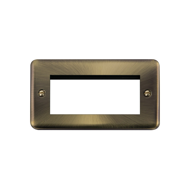 Click Deco Plus New Media 4 Aperture Grid Face Plate Antique Brass