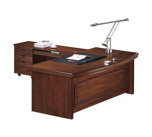 Real Walnut Veneer Executive Curved Office Desk With Pedestal & Return - U37182-1800mm Huddersfield