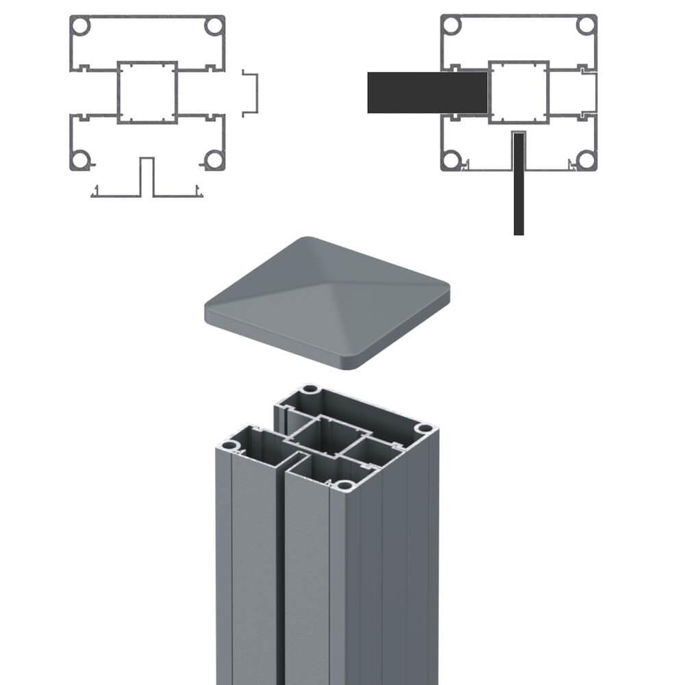 1.8m Corner Post - Boards/5mm Laser Screen Basalt Grey Matt (2500mm O/A) 