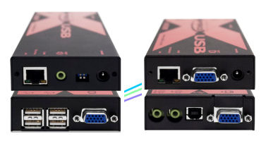 X-USBPRO-MS2-UK Adder AdderLink Dual Head Video KVM Extender, Transparent USB, Audio and Multiscreen UTP VGA extender up to 300m , USB & Audio - transmitter & receiver pair with IEC PSU (UK power supply)