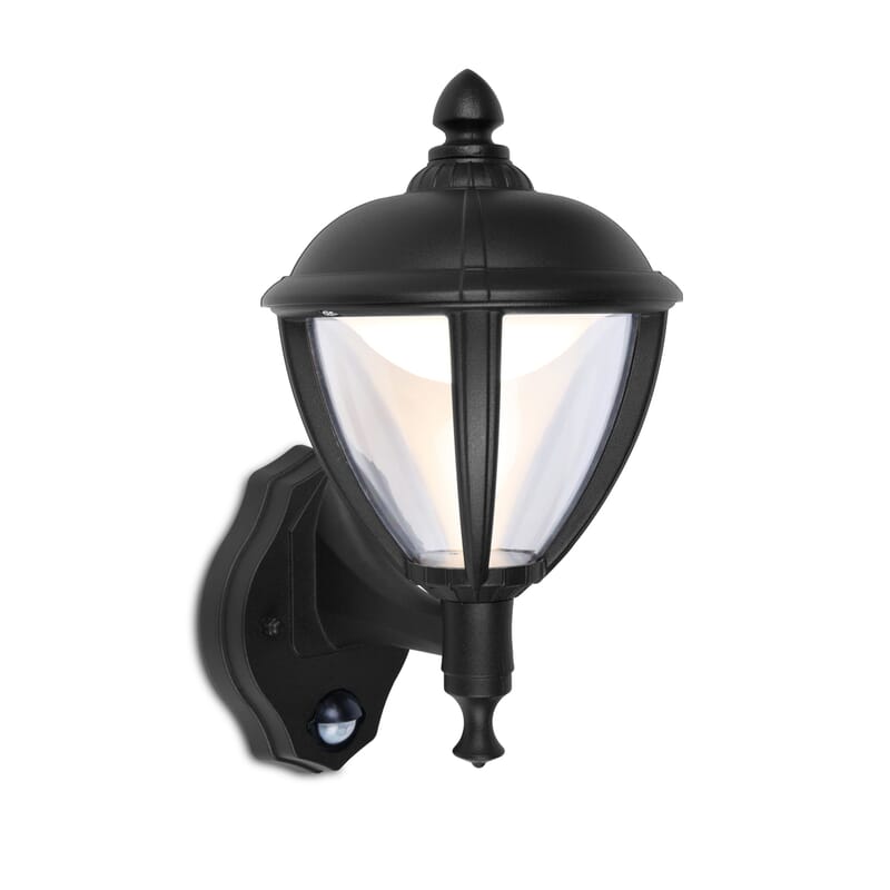 Lutec Unite Pir Wall Light Black Integrated LED IP44