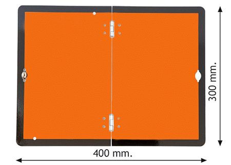 Folding hazard warning vehicle plate 400x300mm reflective aluminium