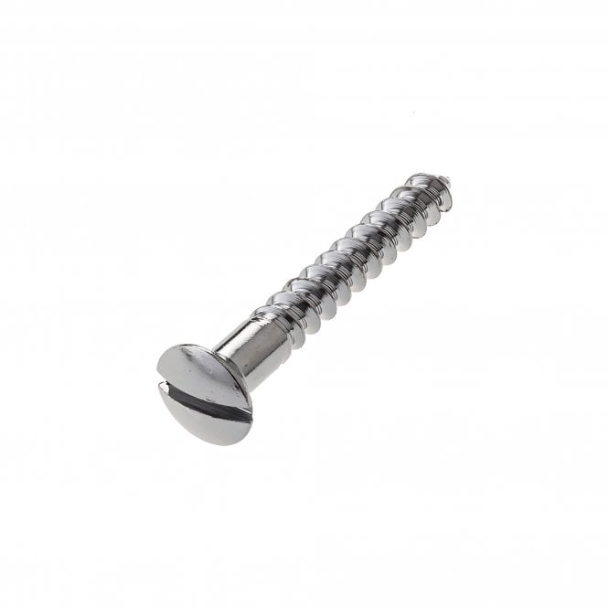 Chrome on Brass Slotted Raised Head Woodscrew