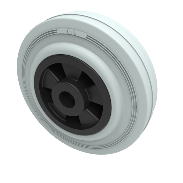 Grey Rubber Polypropylene 125mm Plain Bearing Wheel 90kg Load