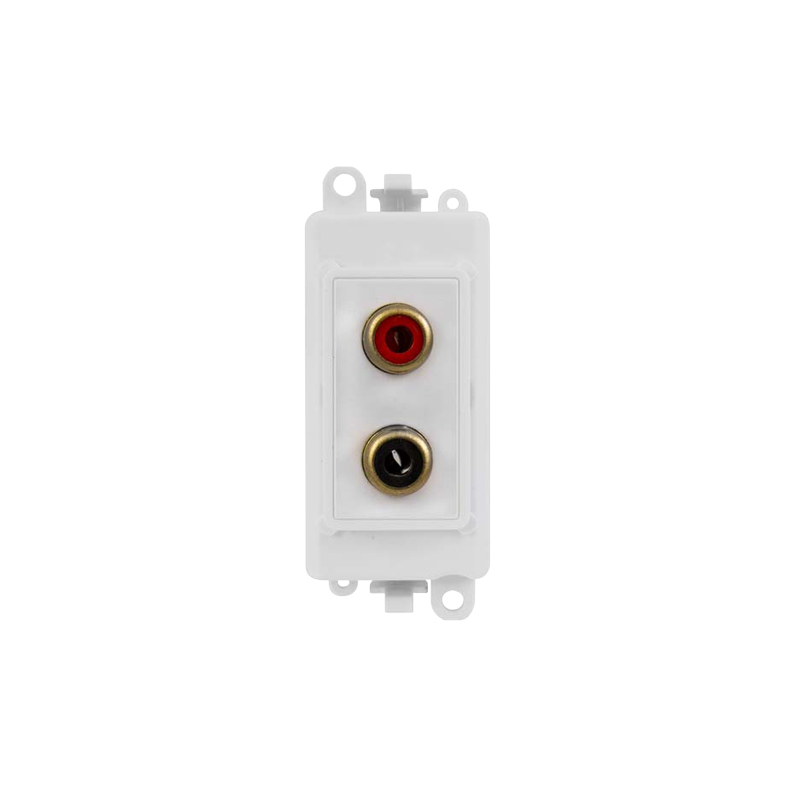 Click GridPro Twin RCA (Phono) Outlet Media Module Polar White