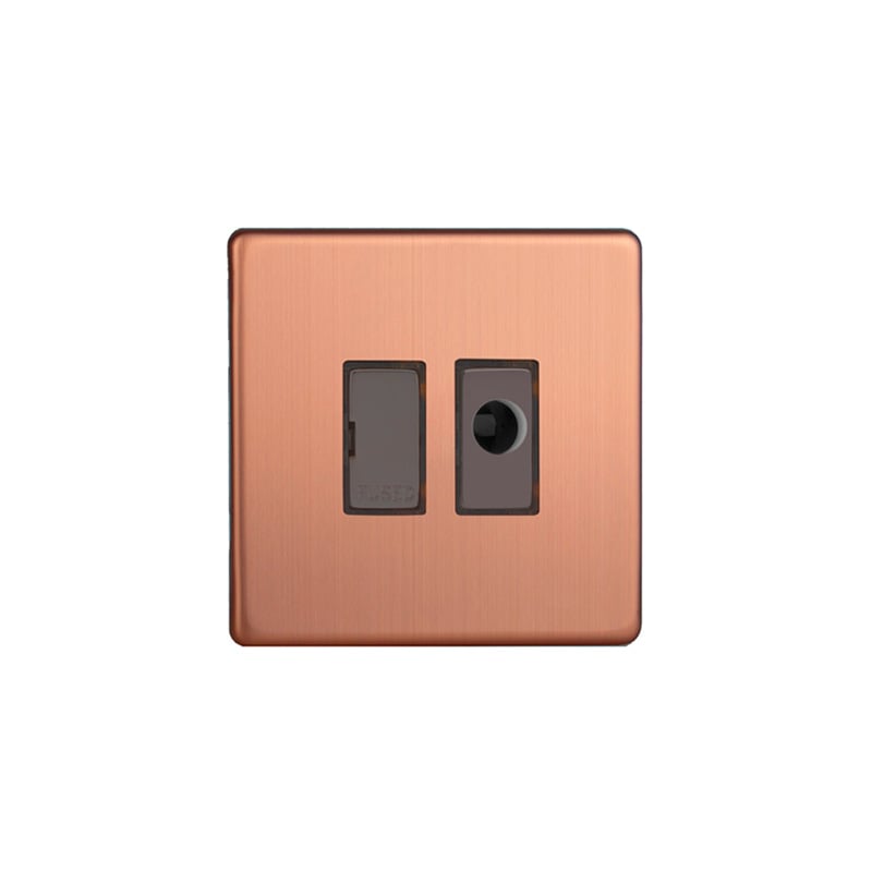 Varilight Urban 13A Unswitched Fused Spur with Flex Outlet Brushed Copper Screw Less Plate