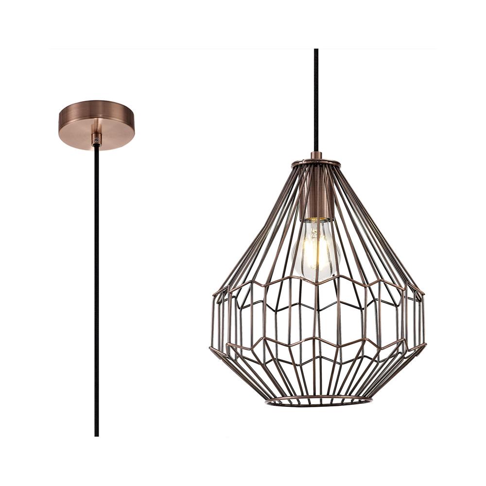 Luxuria Prismara 26cm Small Pendant Light E27 Antique Copper/Black